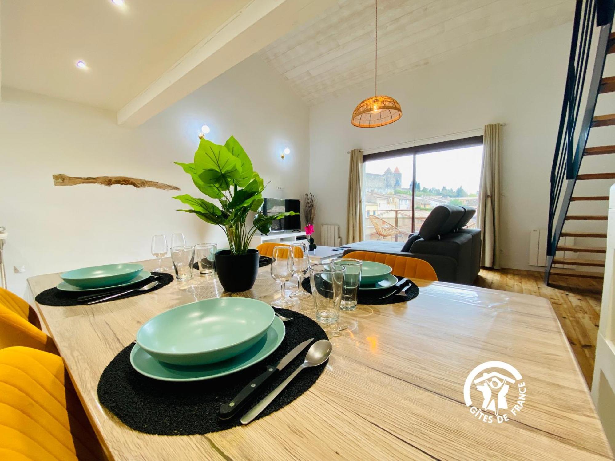 קרקסון Loft Cocon Climatise - Imprenable Vue Sur Le Chateau Comtal מראה חיצוני תמונה